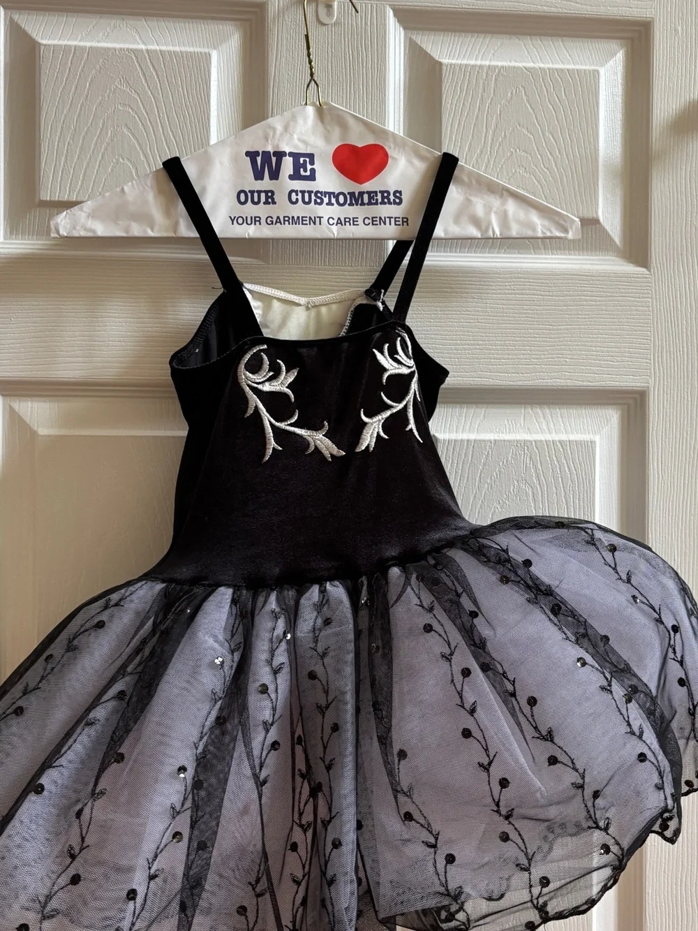 Black Girls' Ballet Tutu Costume with Lace-Up Bodice